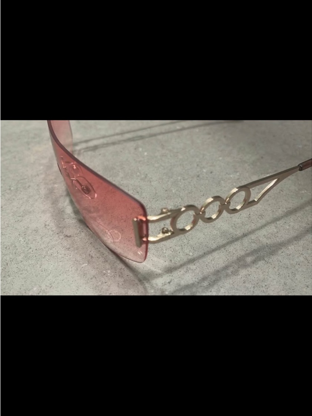 Pink Rimless Shield Sunglasses - Picture 4 of 6